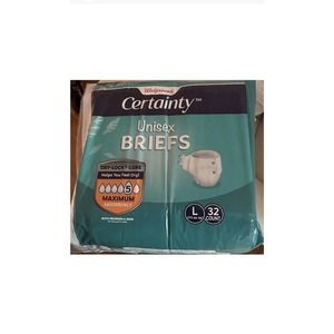 Walgreens Certainty Unisex Briefs Sz. Large Maximum Absorbency 32ct